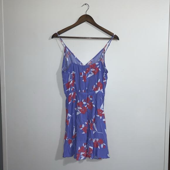 Express Purple Floral Spaghetti Straps Mini Wrap Dress Size M - Picture 5 of 10